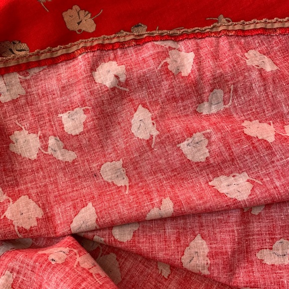 Gorgeous RARE Free People linen cotton full skirt size 10 Red w Gold flowers - Picture 8 of 10